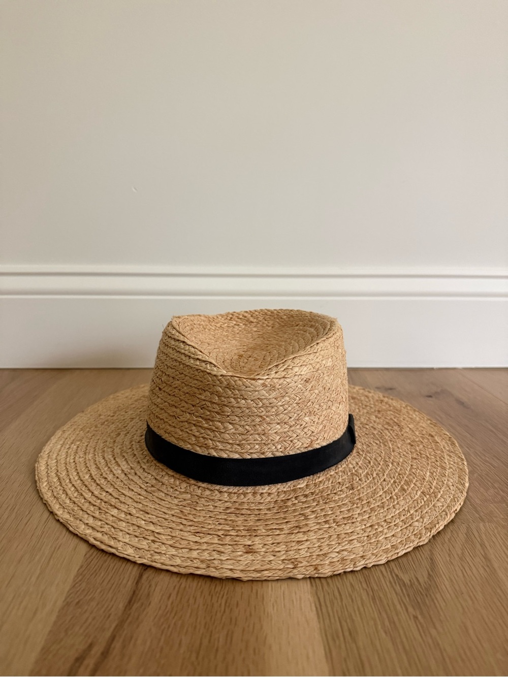 Hat Attack Natural Straw Wide-Brim Fedora with Black Band